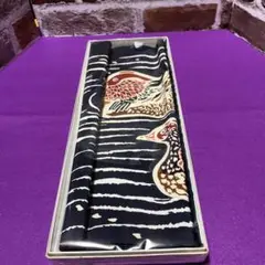 加賀友禅鳥柄 木村雨山テーブルクロス紺色