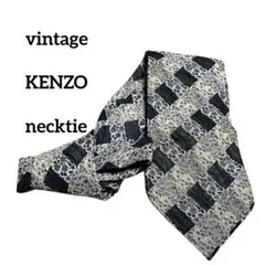 KENZO ネクタイ　花柄　ブラック　vintage ブランドネクタイ　美品のサムネイル