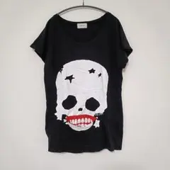 Y2K スカルプリント Tシャツ 黒 パンクロック カジュアル