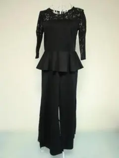 y-ginger様専用　社交ダンス　黒のレースペプラムトップスとパンツセット　M