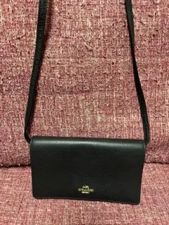 COACH ブラックレザーショルダーバッグ