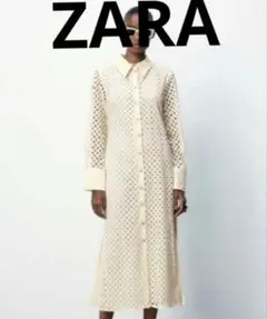 ZARA ポインテルニット ロングシャツワンピース