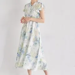 トッコクローゼット ウエストシャーリングスキッパーフラワープリントワンピース