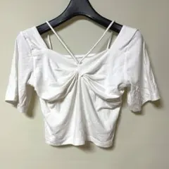 シーイン　SHEIN ブラウス　クロップド　トップス　ホワイト　Mサイズ