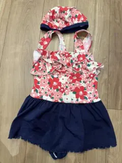 花柄ワンピース水着と帽子セット(140センチ)