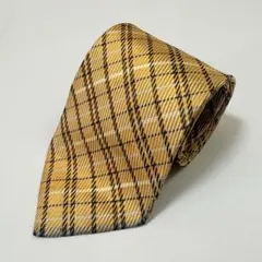 LANCEL　ネクタイ　ランセル　チェック　イエロー　日本製　ビジネス　シルク