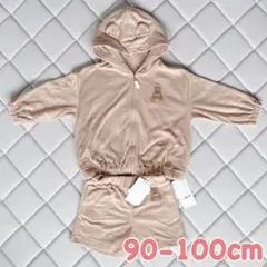 【新品未使用】ジェラートピケ　90-100㎝　ベアパイルパーカー　セットアップ