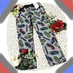 【新品】男の子長ズボン120㎝グレー　暖か厚地裏起毛　レーシングカー　かっこいい