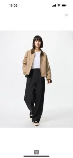 新品タグ付き　UNIQLO タックワイドパンツ　レディース　黒　XS 股下67㎝