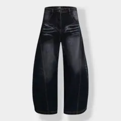 元値8500ワイドデニムパンツ 黒 hilander