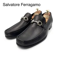 《未使用品》 フェラガモ ガンチーニ ビット ローファー 本革 シルバー金具 黒
