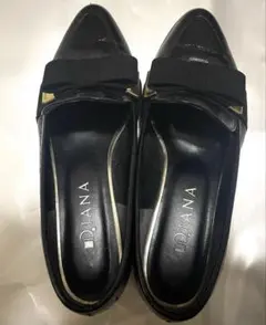 【ダイアナ】平リボンオペラシューズ　ブラック24.5㎝