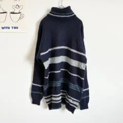 トラサルディ　おしゃれボーダー◎ タートルネック　ふわふわ　ニットセーター