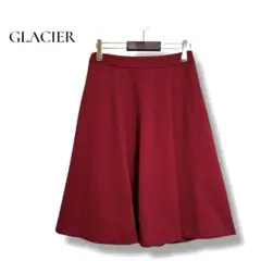 GLACIER スカート フレア ひざ丈 ボルドー レッド L無地きれいめ 上品