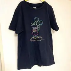 ミッキーマウス ネオンTシャツ 黒 150