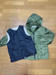 オリーブグリーン ジャケットとボアベストセット