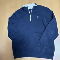 ラコステ メンズ ハーフジップ スウェットシャツ ネイビー×アイボリー