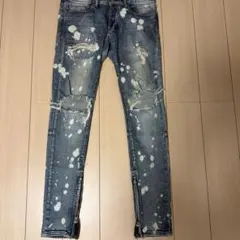 mnml purple スキニーデニムパンツ ペイント加工 31 - メルカリ