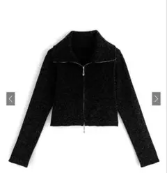 GRL ショート丈 ニット ハイネック トップス 黒 M