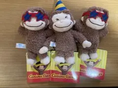 おさるのジョージ　赤いほっぺ　マスコット　パーティー　ぬいぐるみ　3つ