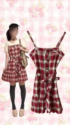 LIZLISA 姫ギャル y2k チェック柄ミニワンピース リボン