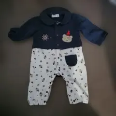 クマ耳付きロンパース ネイビー70〜80