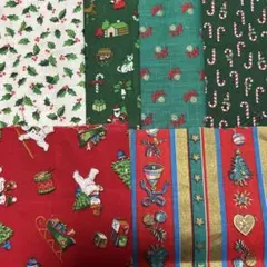 クリスマス柄コットン　USAコットン他 綿生地　はぎれ 6枚セット