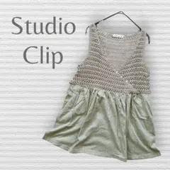 【スタディオクリップ】ノースリーブ　かぎ編み　切替チュニック　タンクトップ　F