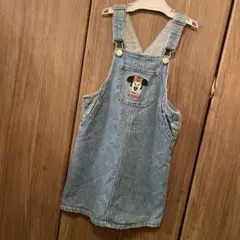 プティマイン ミニーマウス 刺繍 デニムジャンバースカート L