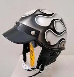 XXL 新品未使用　ポリヘル　黒エイジングアイボリーフレア　ヘルメット バイク Yahoo!オークション - XL ポリス ハーフ ヘルメット 白エイジング黒フ