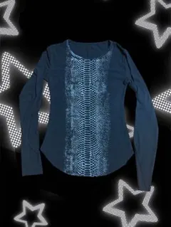 ヘビ柄 ロンT y2k V系 お兄系 グランジ パンク 長袖カットソー 平成