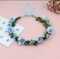 水色 花冠 ヘアアクセサリー ライトブルー