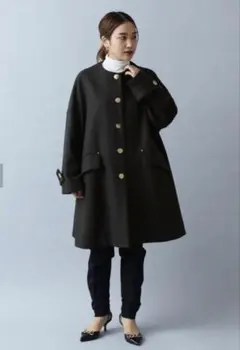 Mackintosh オーバーサイズ 黒 ロングコート バンビー レオパード柄