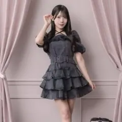 pium ティアードフリルデニムワンピース pium ティアードフリルミニワンピース デニムワンピ - メルカリ