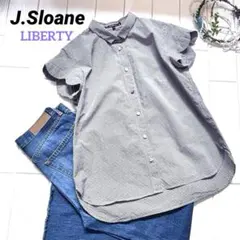 美品　J.Sloane ジェイスローアン　リバティ　くるみボタン半袖　ブラウスのサムネイル