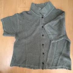 GU ジーユー　半袖サマーニットカーディガン　グリーン　L 春夏