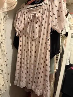 猫柄 ワンピース ピンク