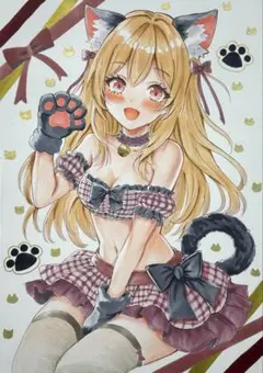 オリジナル 手描きイラスト アナログ 女の子 創作 原画