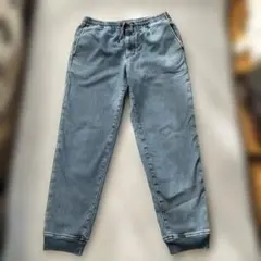 GU 裏フリース ストレッチ ジョガーパンツ デニムカラー M