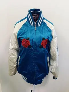 LONDON F.B. ショート丈スカジャン 薔薇刺繍 レディースF