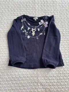 anyfam エニファム　ネックレス刺繍くまカットソー　110cm テディベア