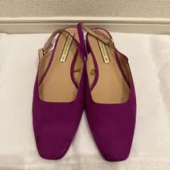 zara フラットサンダル　パンプス　サンダル　パープル　38