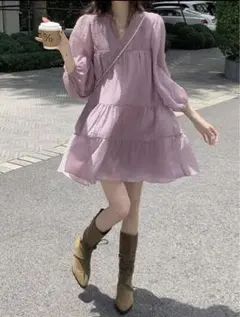 SHEIN☆ティアードミニワンピース