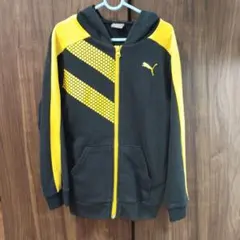 Puma ジッパー付きフードパーカー グレー/イエロー