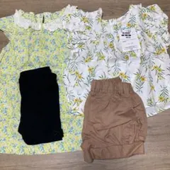 新品あり！花柄フリルトップスとショートパンツ4点セット
