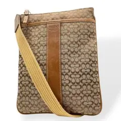 美品　COACH コーチ　ショルダーバッグ　サコッシュ　斜め掛け　ブラウン