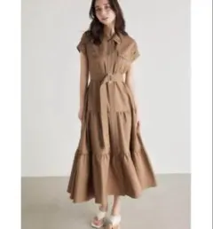 値下げ！rienda ロールアップスリーブティアードシャツワンピース