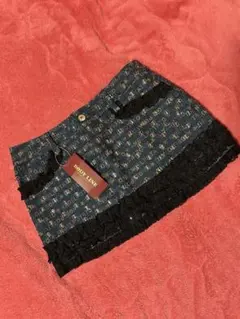 BODYLINE 裾ポケットブラックレース英字柄ミニスカート　新品未使用タグ付き