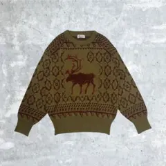80's VINTAGE セーター グランジ FREE ブラウン トナカイ柄