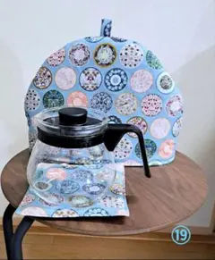 ⑲お皿柄　ティーコゼー ティーポットカバー　マット　ティーコジー　ハンドメイド